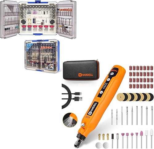 Miniatura 1 de HARDELL Mini kit de herramientas rotativas inalámbricas con 508 piezas de herramientas rotativas, herramienta giratoria multiusos de 3.7 V para