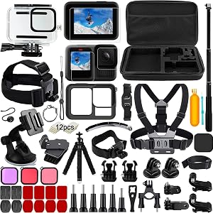 65-in-1 Accessories Kit for GoPro Hero 13 Black, Action Camera Accessories Set, Protective Film Waterproof Case Silicone Protective Case Selfie Stick Filter for GoPro Hero 13