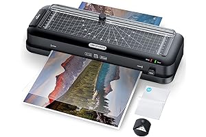 9-Inch Sticker Laminator: 3-in-1 Machine with Trimmer, Punch, and Rounder