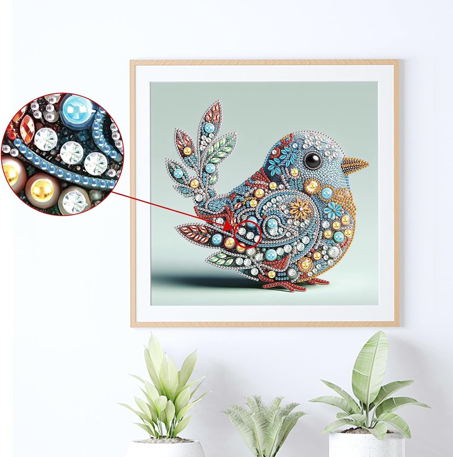 Focart Diamond Art Painting Kit of Pearl Bird Pattern, DIY Frameless Special Shape Crystal Diamond Partial Diamond Art Painting Mosaic Making Craft, Suitable for Home Wall Decor Art Gift