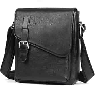 Amazon.com: Augus Leather Messenger Bag Men's Crossbody Black Fits