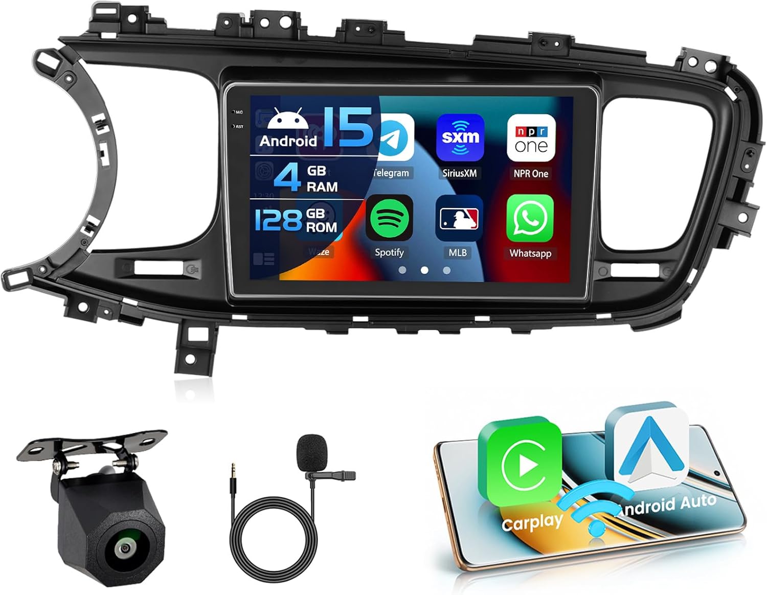 2+64G Radio for Kia Optima K5 2014 2015 CarPlay Car Stereo Android 15 Touchscreen 9" Android Auto Backup Camera GPS EQ 28UI