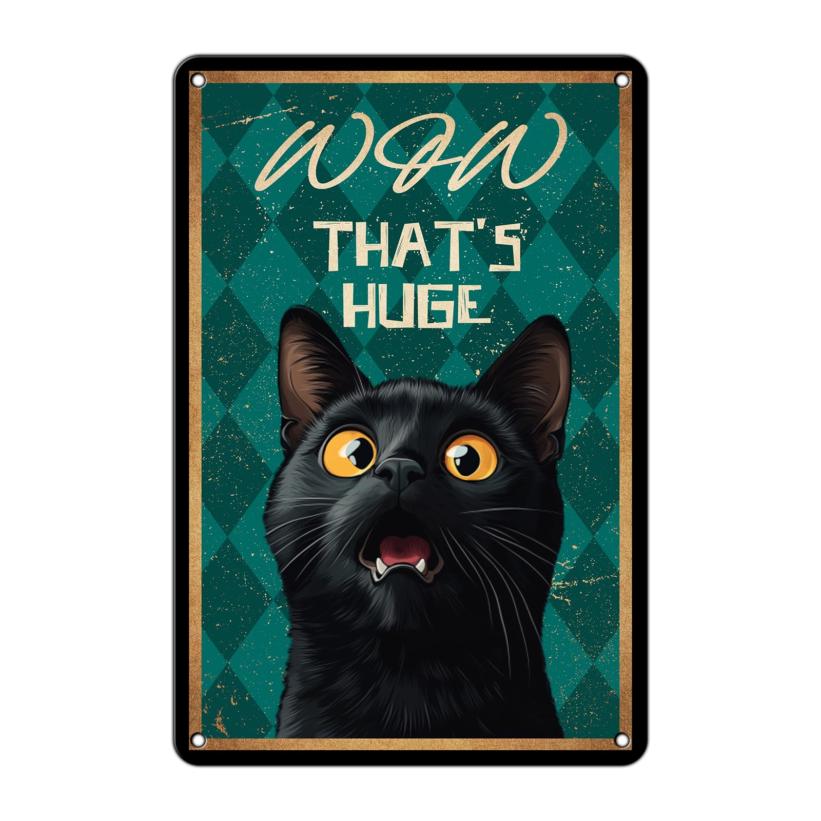 Jaesxxco Tin Sign24 Vintage Metal Sign Wow That's Huge Black Cat Bathroom Funny Tin Sign Retro Ad Poster Painting Aluminum Sign Wall Art Decor Retro Vintage Home Bar Coffee Garage Farmhouse Decor Sign 8X12 Inch