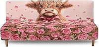 Vista 21 de Fundas para sofá cama con estampado de vaca marrón girasol con bandas elásticas para el hogar, sala de estar, fácil de instalar, antideslizante