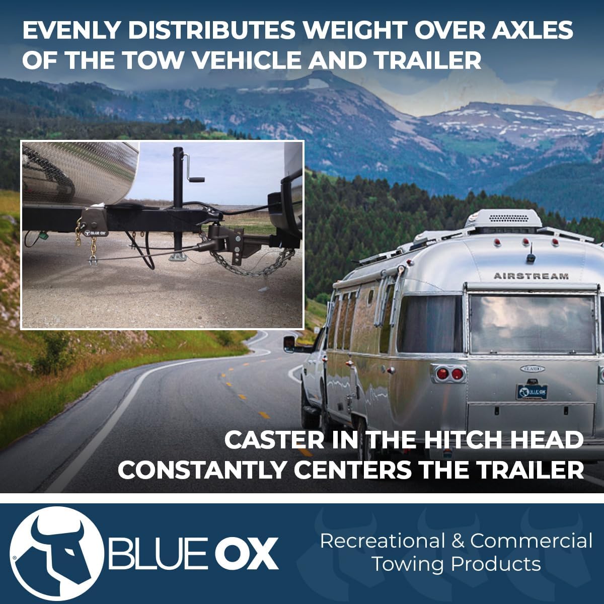 Blue Ox BXW0650 TrackPro Weight Distribution Hitch 2″ Receiver | 7 Hole Shank | 6,000 lbs Maximum Towing | Quick & Simple to Use | Pre-Installed 2-5/16″ Ball | Ideal for Lighter Trailers