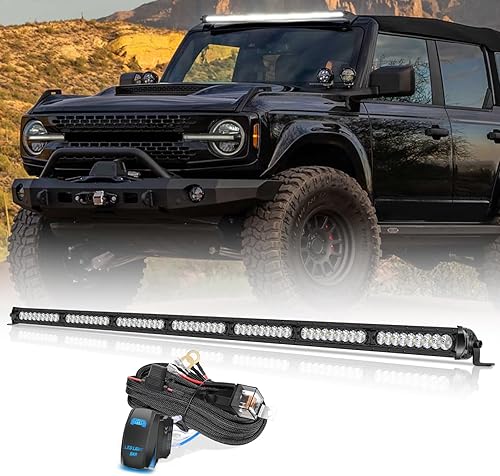 Miniatura 1 de OFFROADTOWN Barra de luz LED de 40 pulgadas con arnés de cableado de 16.4 pies, luz de conducción de una sola fila de 350 W, haz combinado de