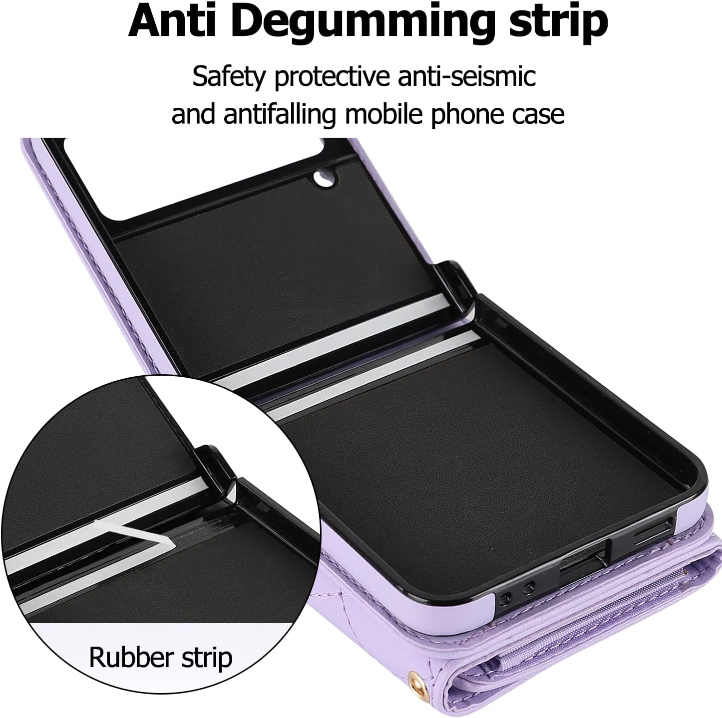 for Samsung Galaxy Z Flip 4 Accordion Crossbody Wallet Case, 4 Card Slots, RFID Blocking, and Adjustable Strap - Stylish and Versatile Accessory for The Modern, Chic Woman (Purple)