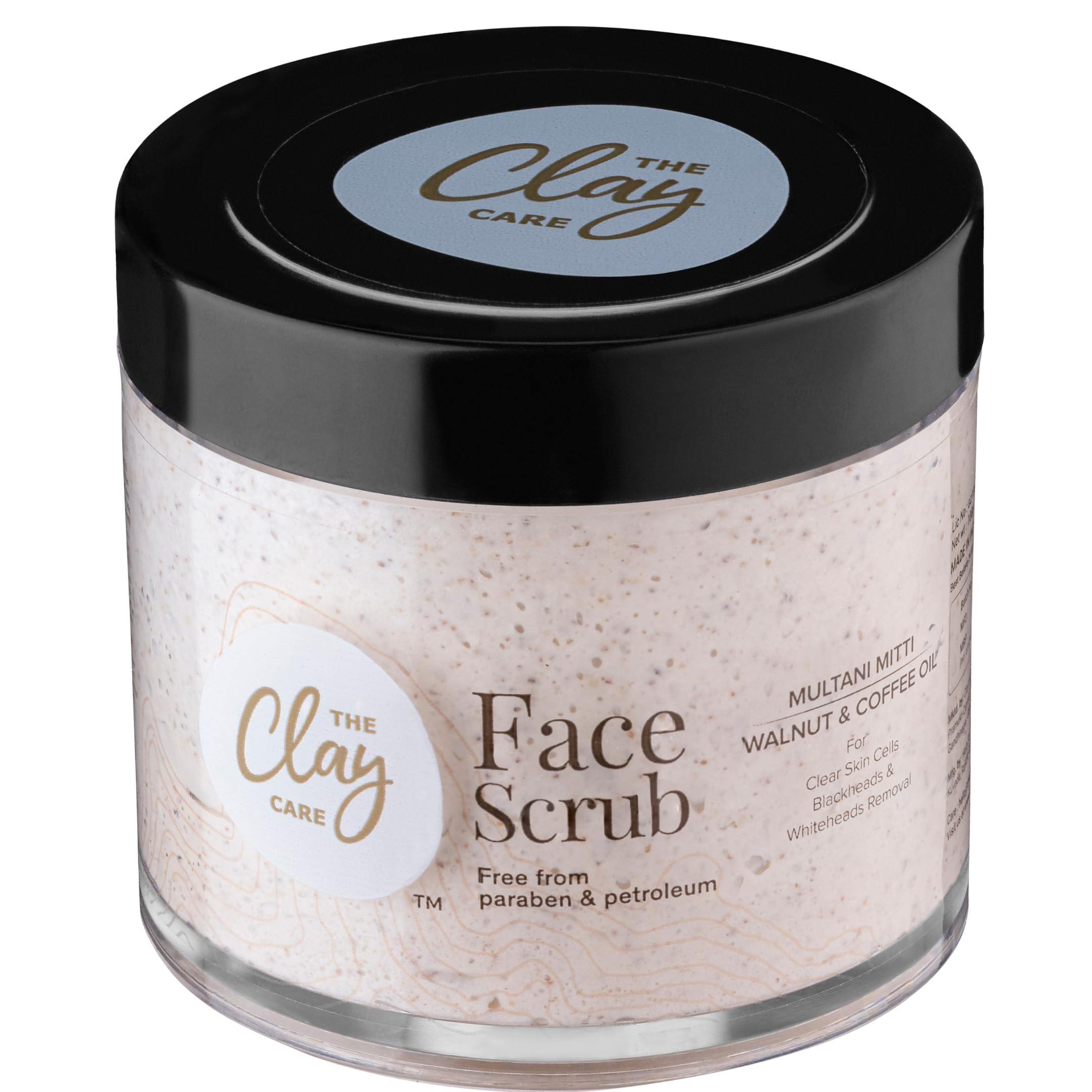 The Clay Care Face Scrub For Glowing Skin I Multani Mitti,Walnut & Coffee Scrub For Tan,Blackhead & Whitehead Removal I Exfoliate Dead Skin I Clay Scrub For Women & Men-Paraben & Petroleum Free -100G