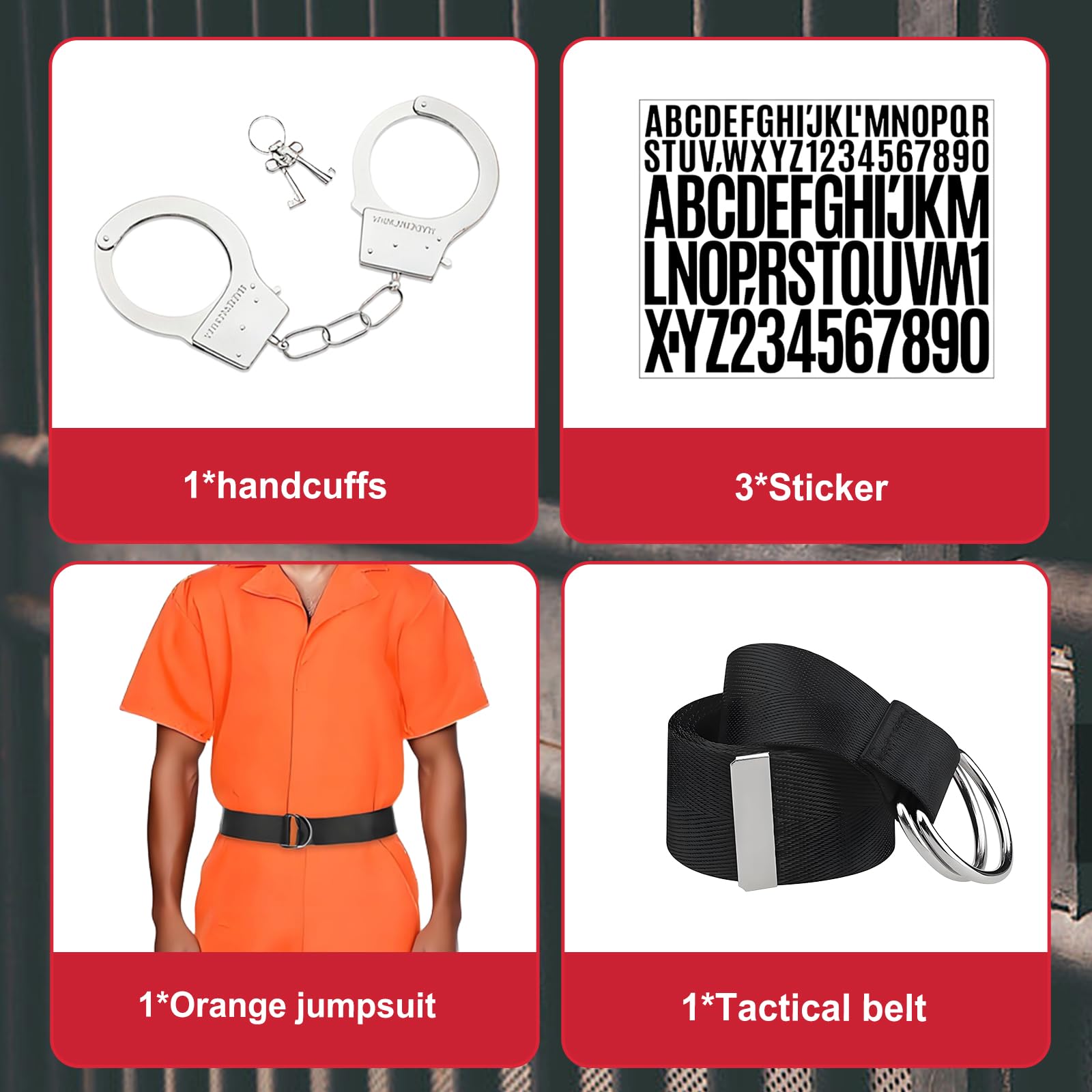 Mprocen Orange Prisoner Costume Unisex Adult Jumpsuit Halloween Prisoner Party Outfit Includes Accessories Cosplay Halloween Character Costume - Image 4