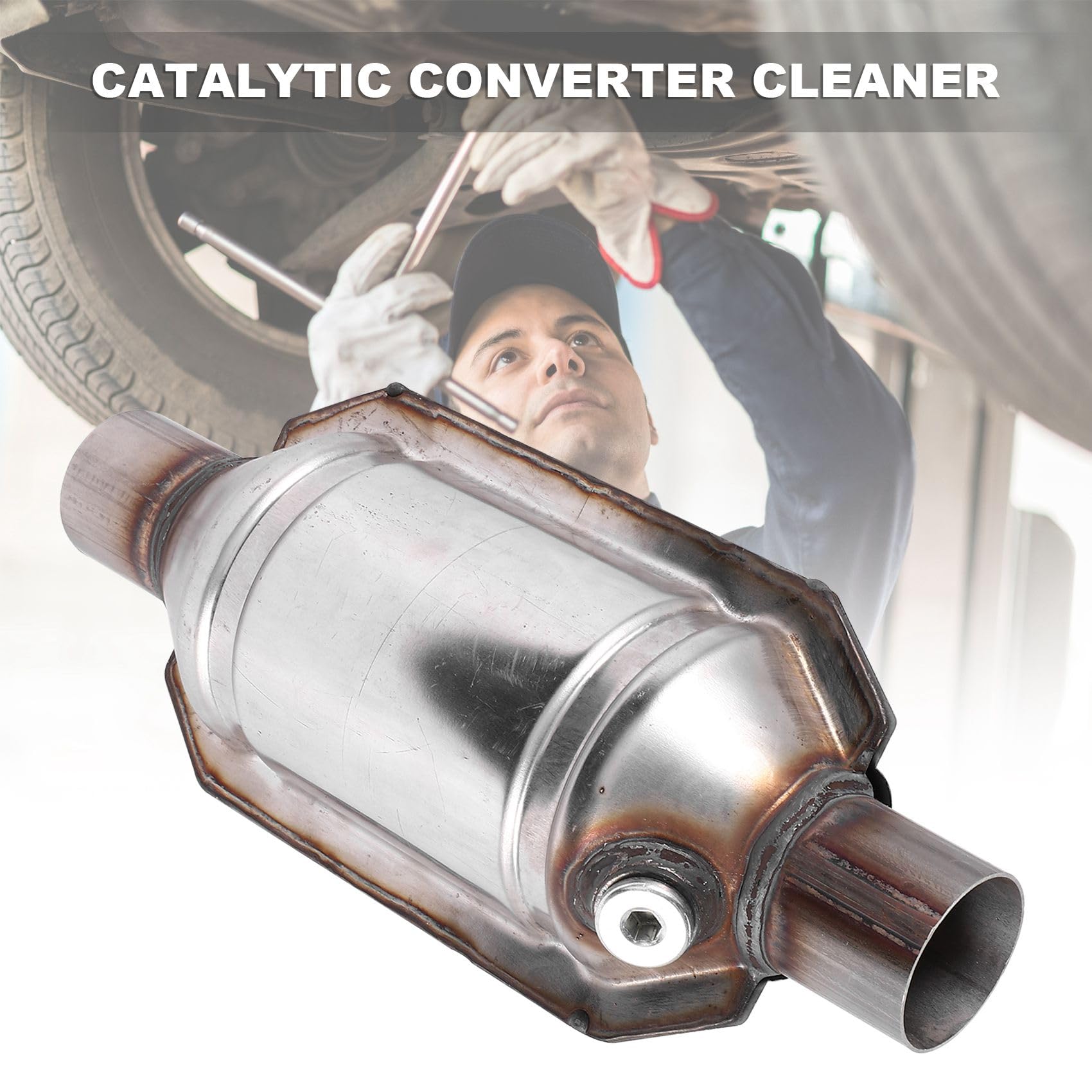 Convertidor CatalíTico Universal de Entrada/Salida, con Puerto O2 y TéRmico 53004 Convertidor CatalíTico de Acero Inoxidable para AutomóVil