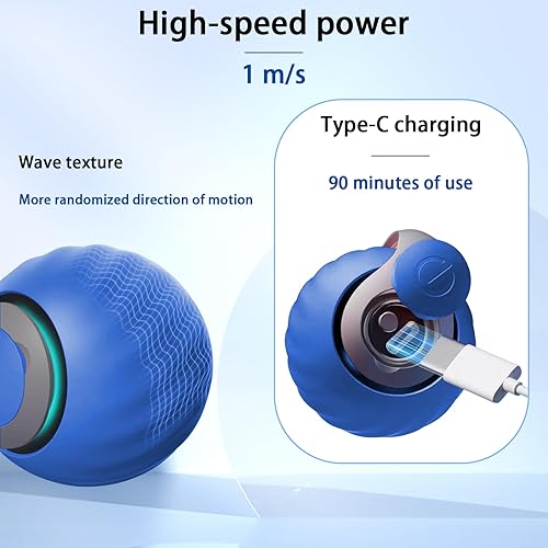 Miniatura 6 de Pelota de juguete interactiva para gatos, juguete automático para gatos con pluma, juguetes inteligentes para interiores, pelotas motorizadas para