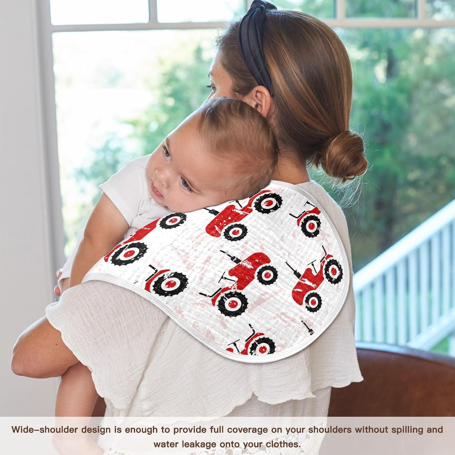 vvfelixl Baby Burp Cloths Red Wheeled Tractors Baby Newborn Cotton Burping Cloths Set Baby Washcloths 4 Pack