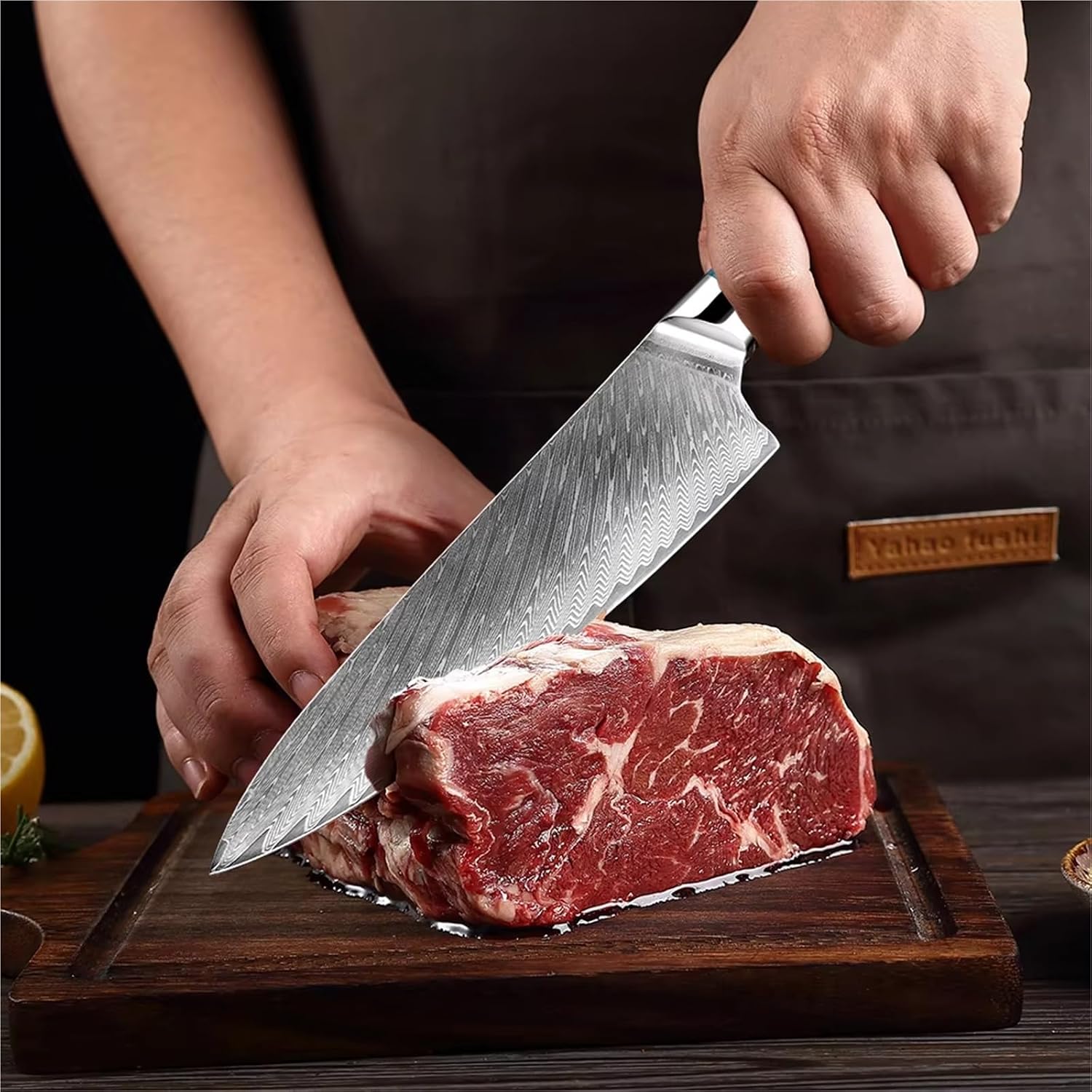 Damascus Steel Knife Japanese Vg10 Super Steel Sharp Chef Knife Kitchen Slicing Santoku Paring Knives Boning Knife Belle Wood(DMLBLM2112R5d)