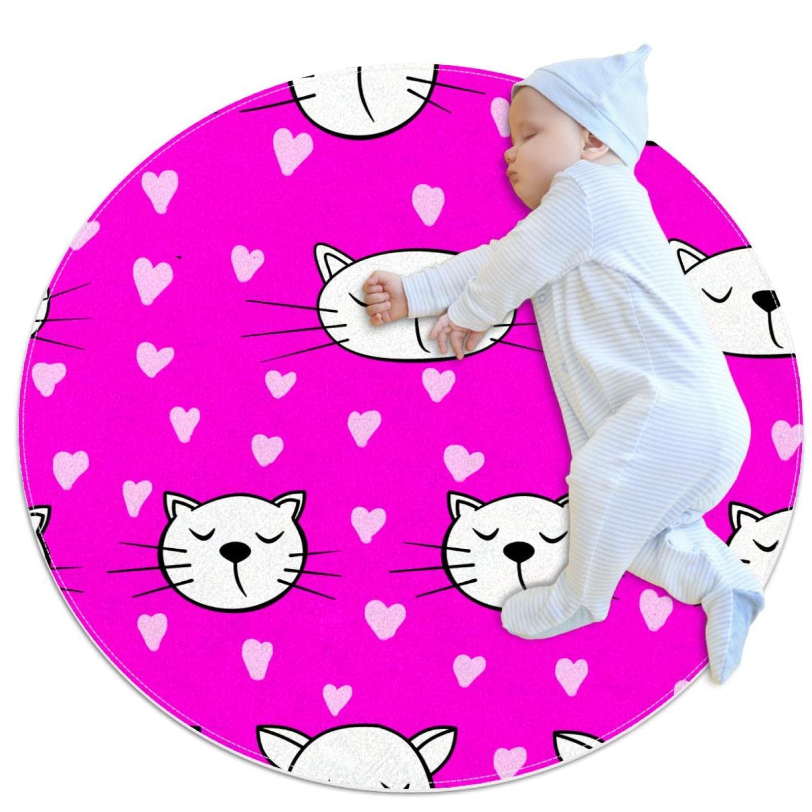 Tapis de salle de bain antidérapant rond violet 1m pour chambre