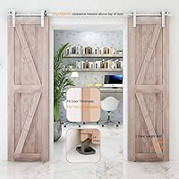 Vista 17 de TSMST Kit de herrajes para puerta corrediza de granero de 6 pies, riel de acero inoxidable de servicio pesado resistente con montaje superior