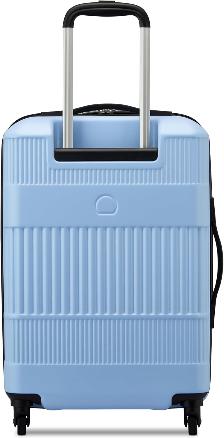 United Colors of Benetton Ribbed Hardside Expandable Luggage with Spinner Wheels, Light Blue, Carry-On 20 Inch