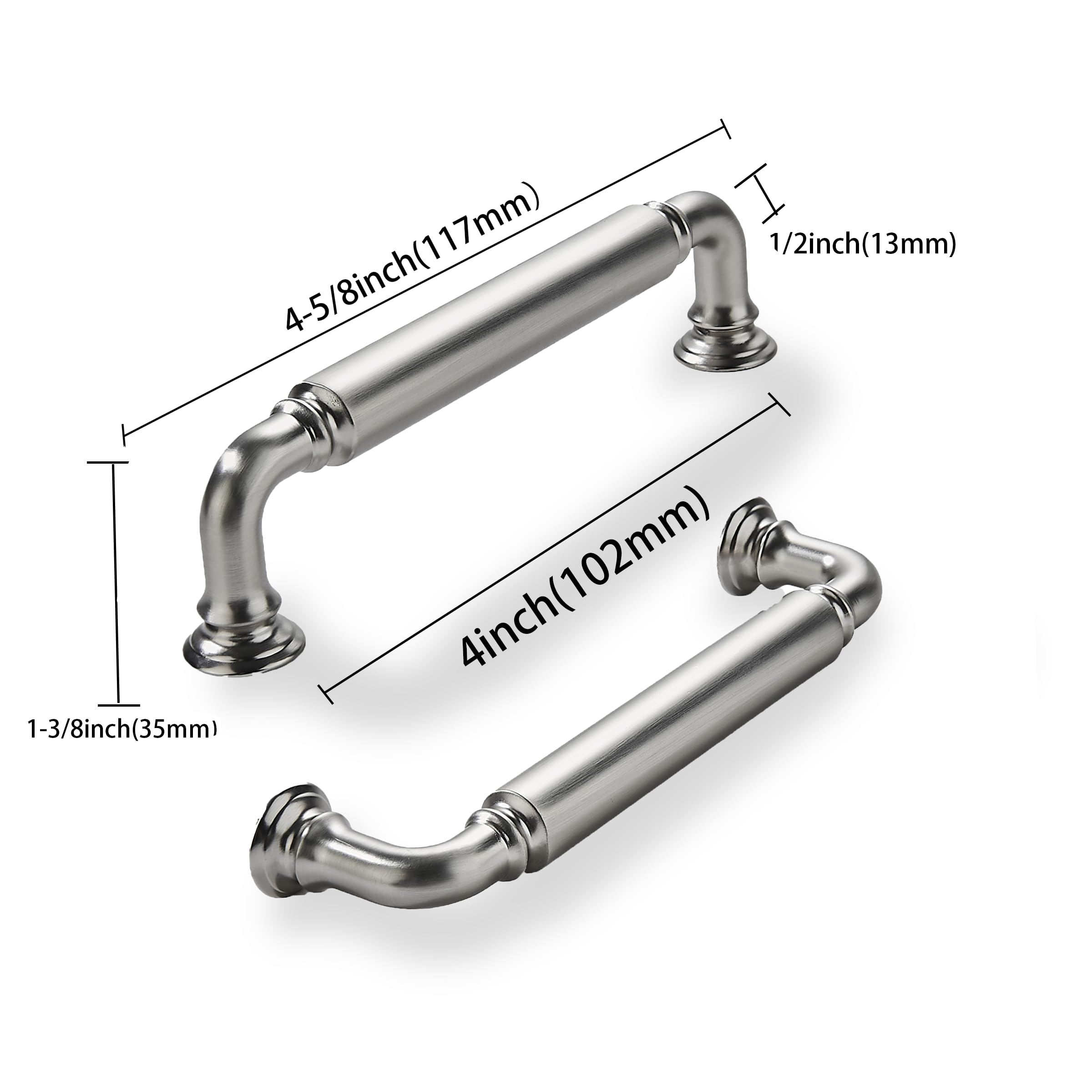 KHTUMEWARE-80279 Brushed Nickel Cabinet Pulls CTC 3 in (76 mm) 2-Pack in Brushed Nickel — KHTUMEWARE