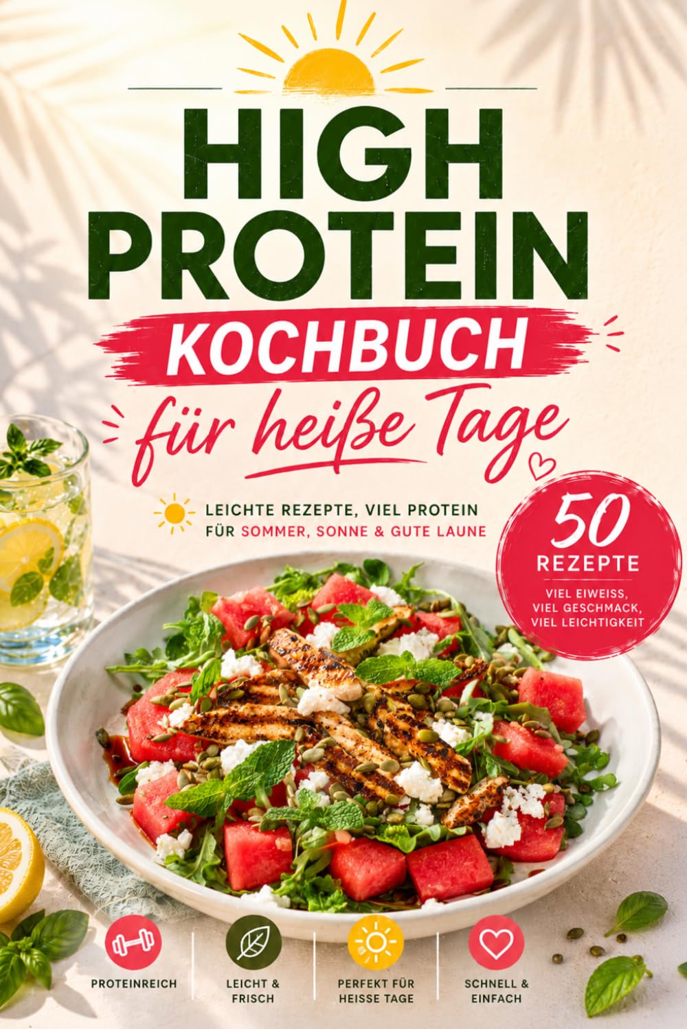 High Protein Kochbuch für heiße Tage: 50 leichte Sommerrezepte mit viel Eiweiß – Frühstück, Mittagessen, Abendessen & Smoothies – inkl. 4-Wochen-Sommerplan & Nährwertangaben (German Edition)