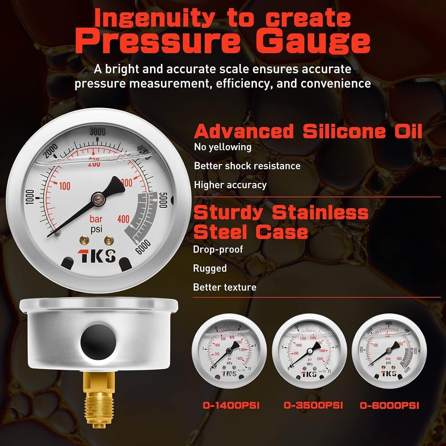 Nitrogen Shock Fill Kit, Hydraulic Nitrogen Accumulator Charging Kit,with 3 Pressure Test Gauges & 7 Adapters,Pressure Test Gauge Kit