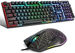 CHONCHOW RGB Gaming Keyboard and Mouse Combo, Adjustable Breathing Backlit Mechanical Feeling Keyboard with 7 Colors 3600DPI Backlight Mouse for PC Laptop PS4 PS5 Mac Xbox One Game and Work