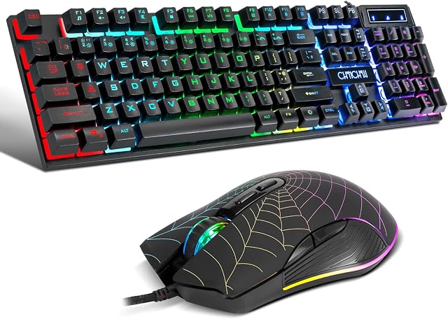 CHONCHOW RGB Gaming Keyboard and Mouse Combo, Adjustable Breathing Backlit Mechanical Feeling Keyboard with 7 Colors 3600DPI Backlight Mouse for PC Laptop PS4 PS5 Mac Xbox One Game and Work