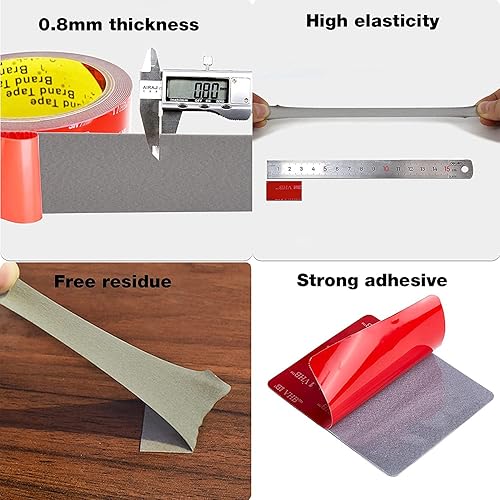 Vista 11 de Cinta de doble cara resistente, cinta de montaje de 2 pulgadas x 10 pies, cinta adhesiva fuerte de doble cara, cinta de espuma impermeable para tira