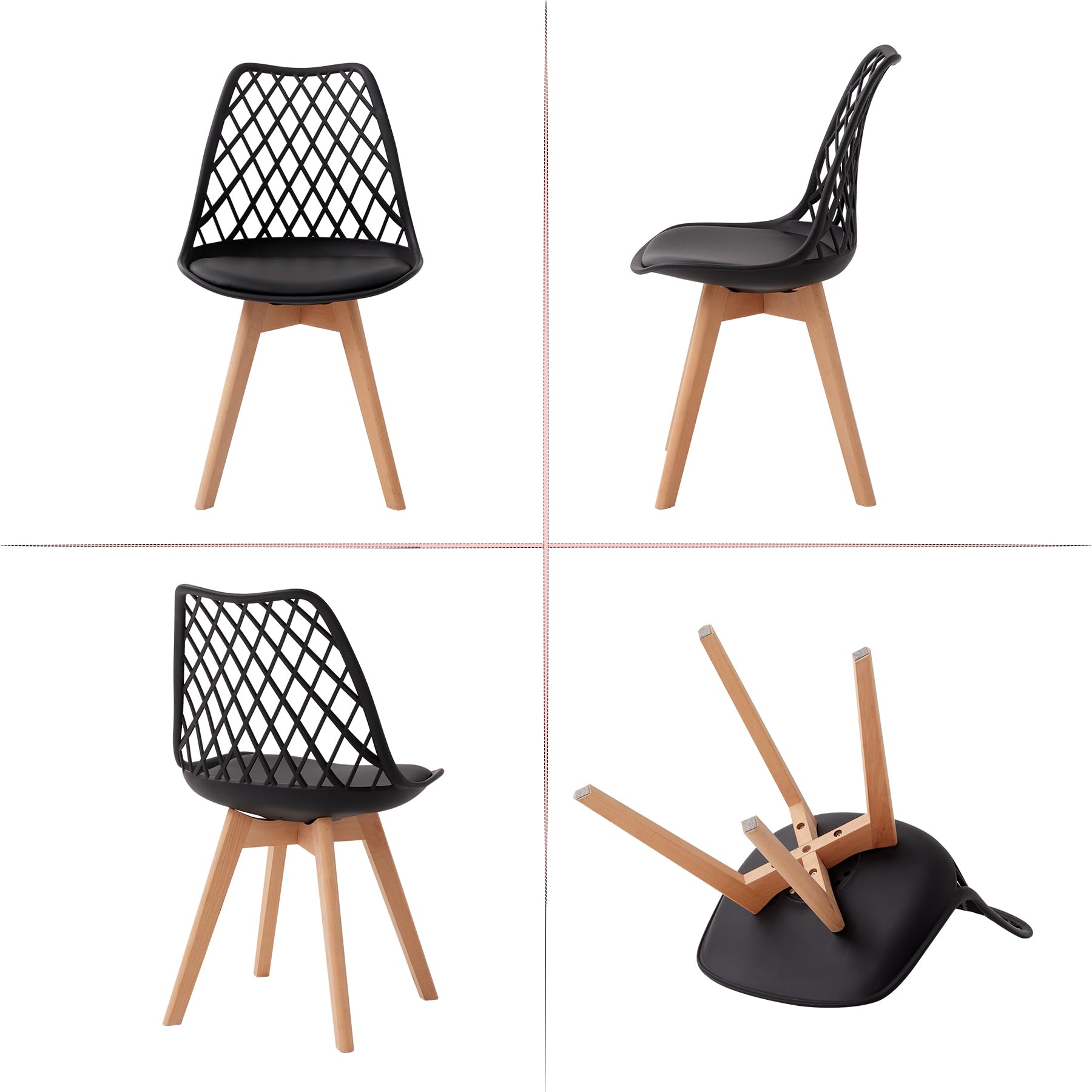 Set Tavolo e Sedie da Pranzo Moderno - 4 Sedie da Pranzo (Nero) + Tavolo da Pranzo in MDF con Gambe in Metallo (Tavolo: 140x80x75 cm)