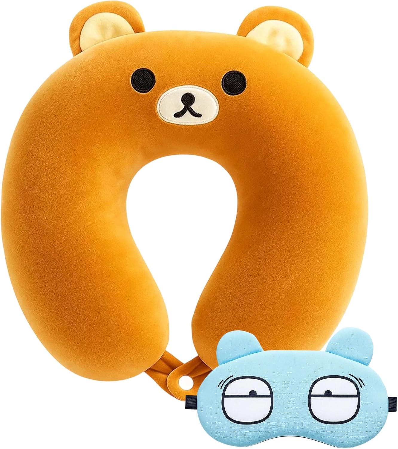 KRYMXAR Coussin de nuque, pour enfant, avec masque pour les yeux, 30 x 30 cm, doux, pour voyage, voiture, bureau et avion