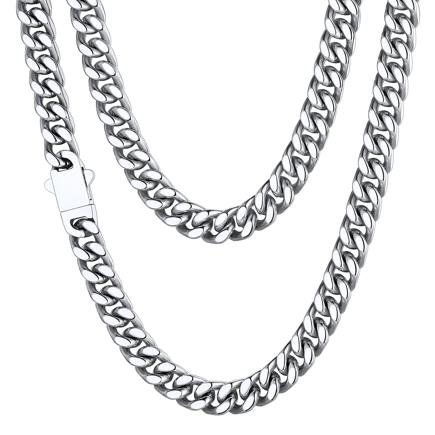 ChainsHouse Panzerkette Edelstahl Miami Halskette 5/7/9/12mm Silber Gold Schwarz Kubanische Kette 46-76cm