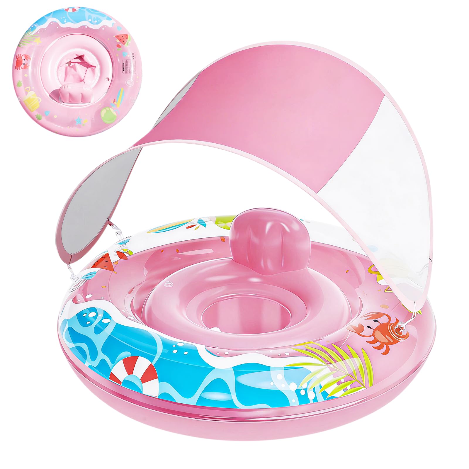 Anneau de natation bébé Qoosea gonflable avec auvent UPF50+ - 8