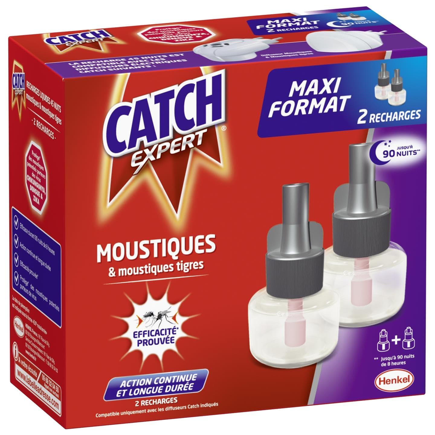 CATCH EXPERT Recharges liquides Répulsif Maxi Format 2 x 45 Nuits
