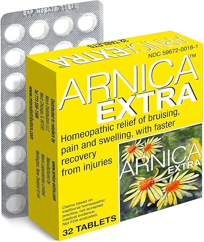 Miers Laboratories Tabletas homeopáticas extra de árnica para dolor muscular, dolores musculares por ejercicio, hinchazón de lesiones y moretones.