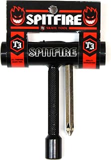 Spitfire T3 Black-Silver Skateboard Tool - All-in-One with Sockets, Reversible Driver & Grip Tape File