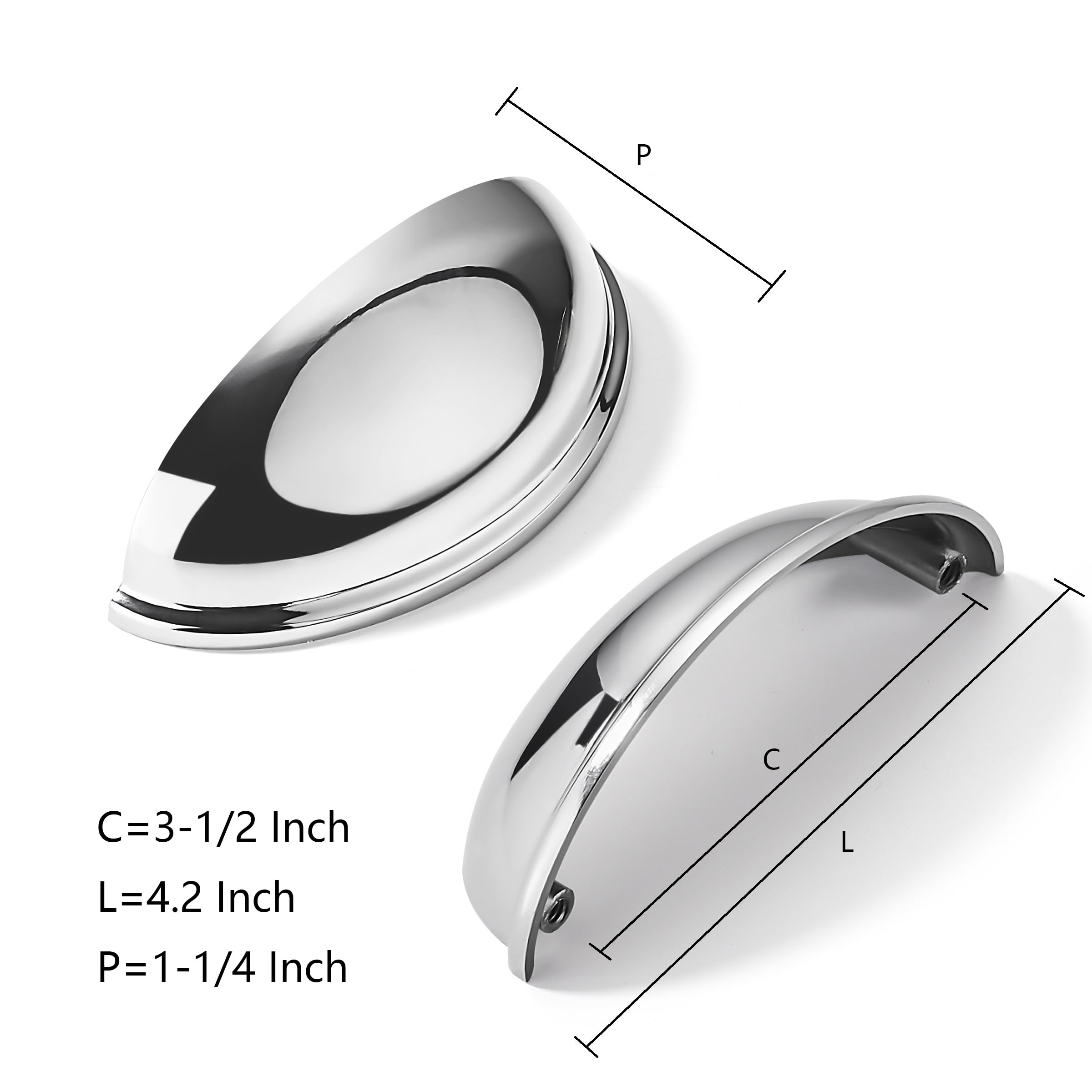 KHTUMEWARE-9001 Polished Chrome Cabinet Pulls CTC 3-1/2 in (89 mm) 10-Pack in Polished Chrome — KHTUMEWARE