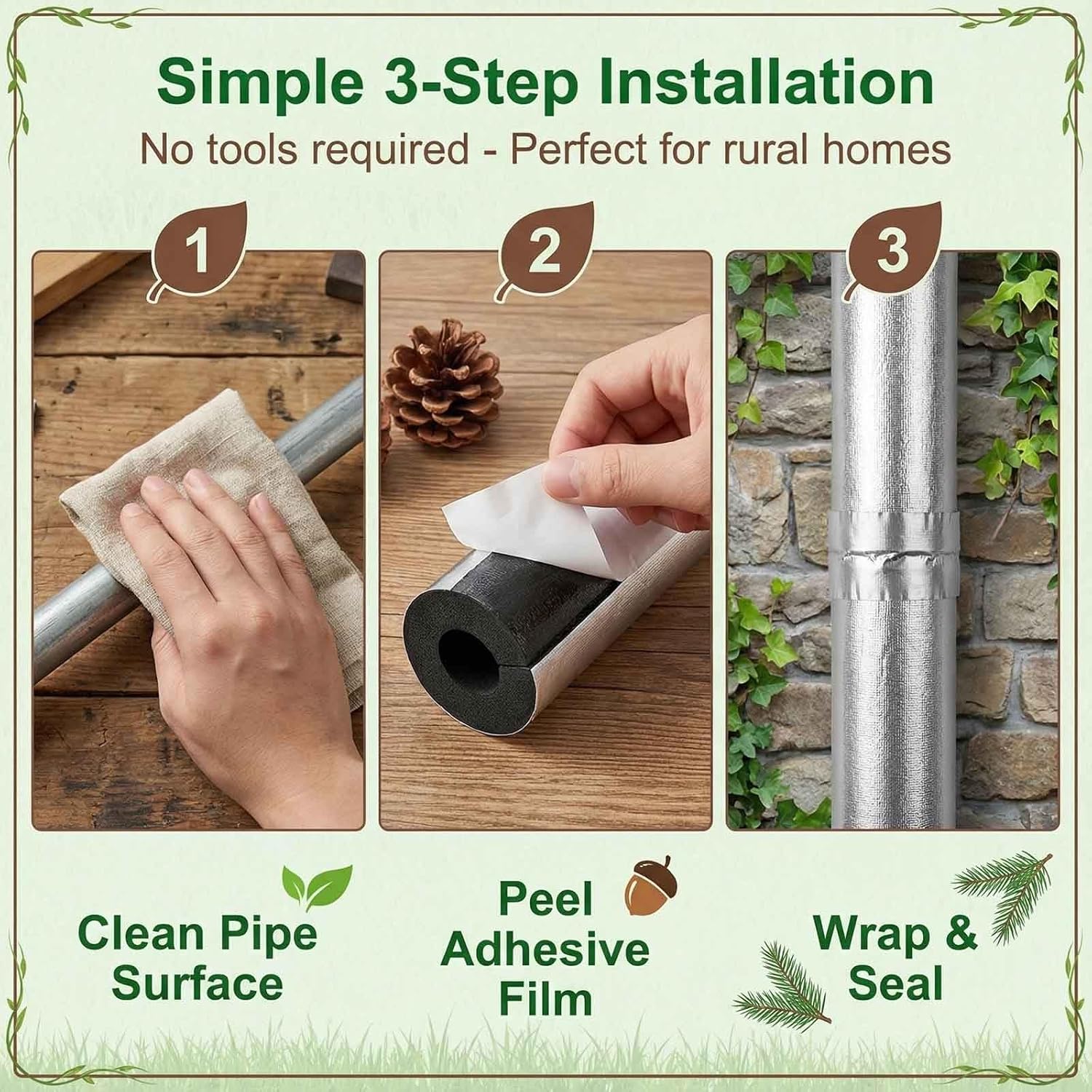 Pipe Insulation Lagging，Foam Cover，Flexible Hose Tubes Lagging，Heat Preservation for Antifreeze Insulation，Aluminium Foil Self-Adhesive Foam Tube，for Outdoor(ID76mmxT20mmx1m)