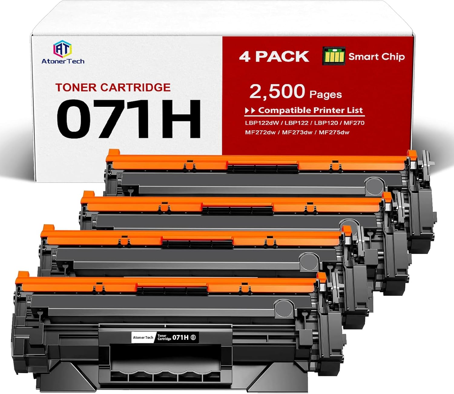 071/071H high Yield Black Toner Cartridge Replacement for Canon 071H/071/CRG-071 Toner Cartridge with Canon imageCLASS LBP122dw MF273dw MF275dw Printers|4pack 10000-Page high Capacity Ink