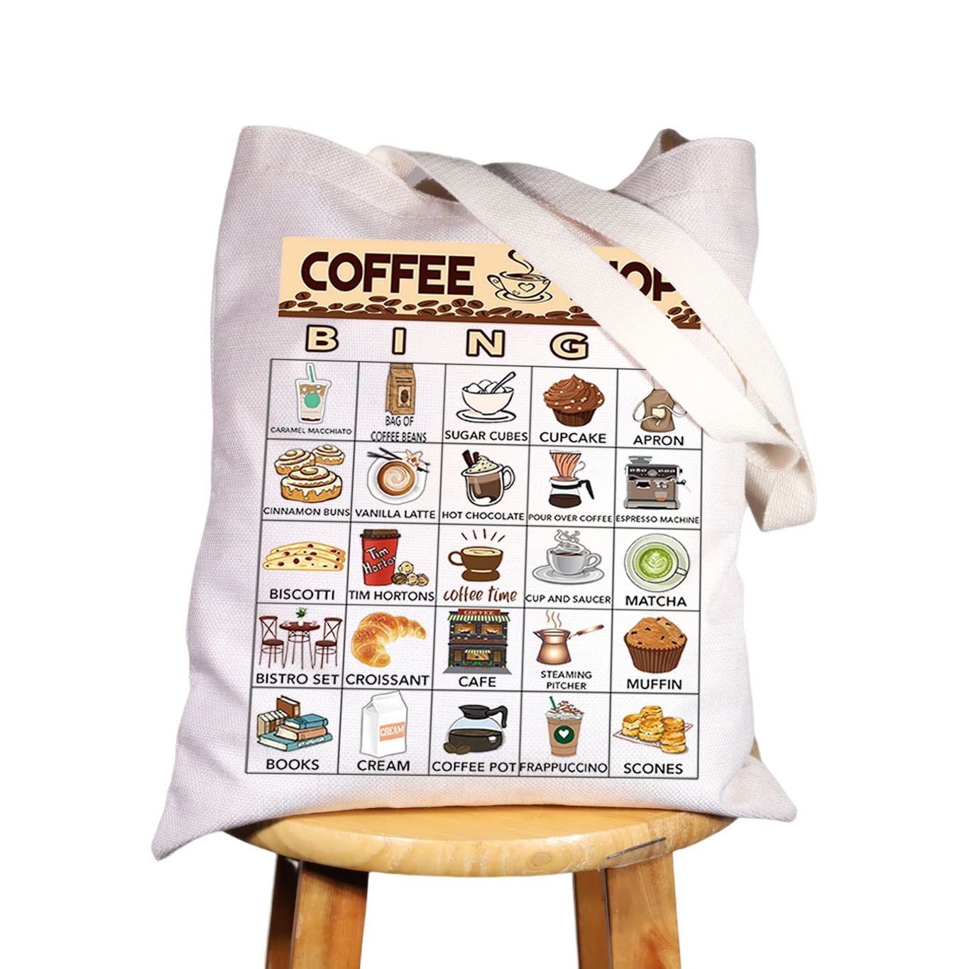 WZMPA Coffee Shop Bingo Game Tote Bag Coffee Lover Gifts Coffee Theme Bags Coffee Shop Tote Bag For Coffee Maker Coffee Fans