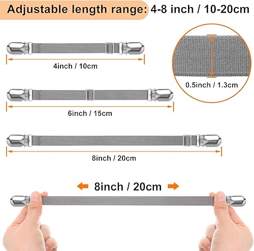 Miniatura 9 de Boao Clips para sábanas de cama, correas de esquina para sábanas, clips de colchón, correas elásticas ajustables para sábanas, soporte de tirantes