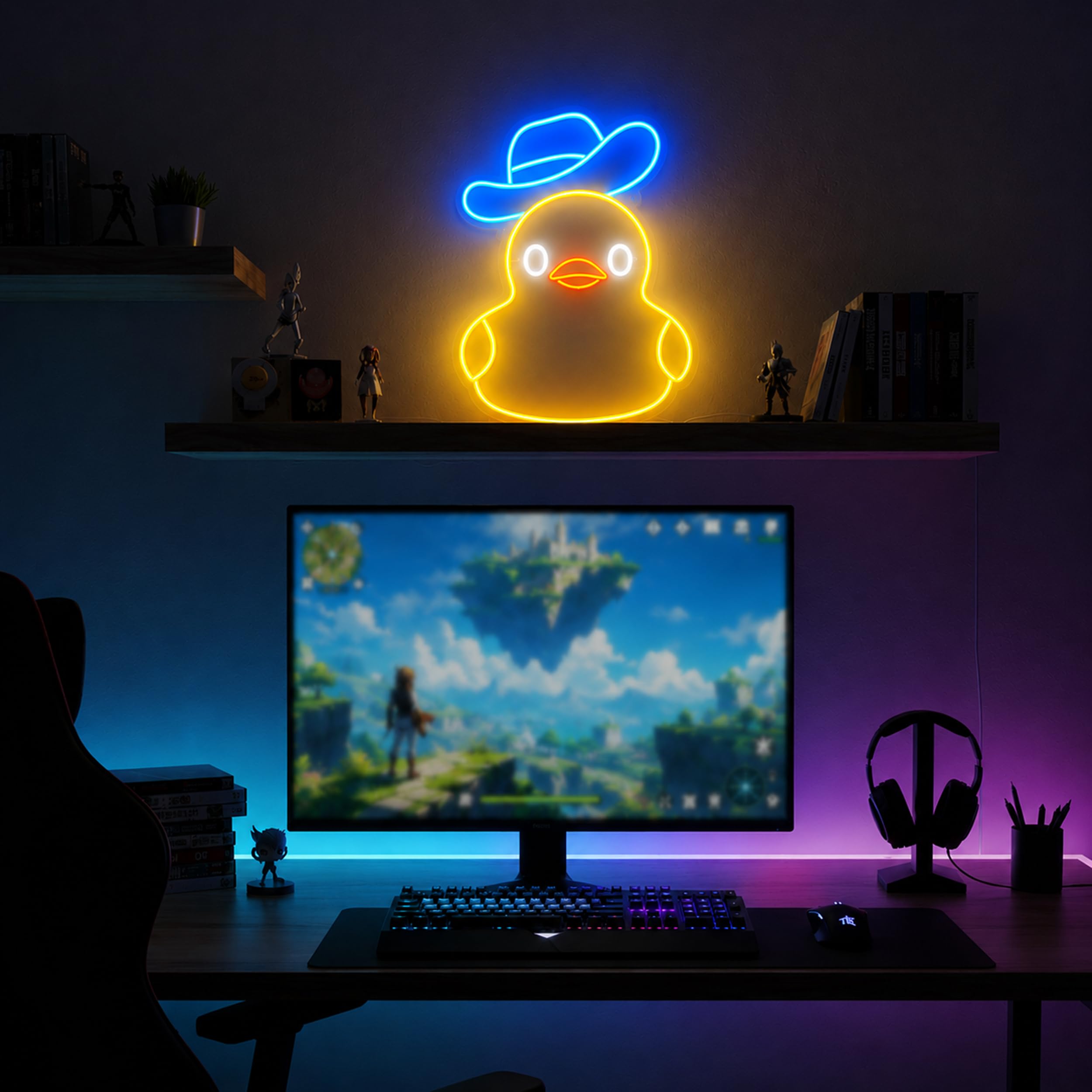 Lampada Neon da Parete – Dimmerabile Duck Lamp Lucina Notte Bambini Cavo USB Alimentato, Lucine Led Decorative Lampada Notturna per Bambini Insegna Luminosa Led Personalizzata