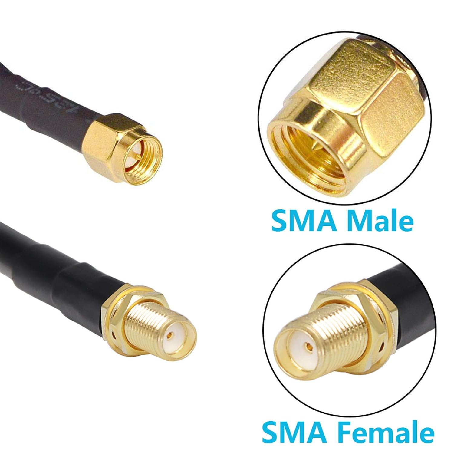 3ft SMA Extension Cable, SMA Male to SMA Female Connector 50 Ohm KMR240 Low Loss SMA Coax Coaxial Cable for 4G LTE Router Cellular SDR USB Dongle Receiver