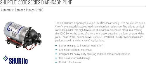 Miniatura 2 de Pentair SHURFLO 8000-543-236 Bomba de diafragma de demanda automática, 1.8 GPM con válvulas de Viton, diafragma de Santopreno, interruptor de