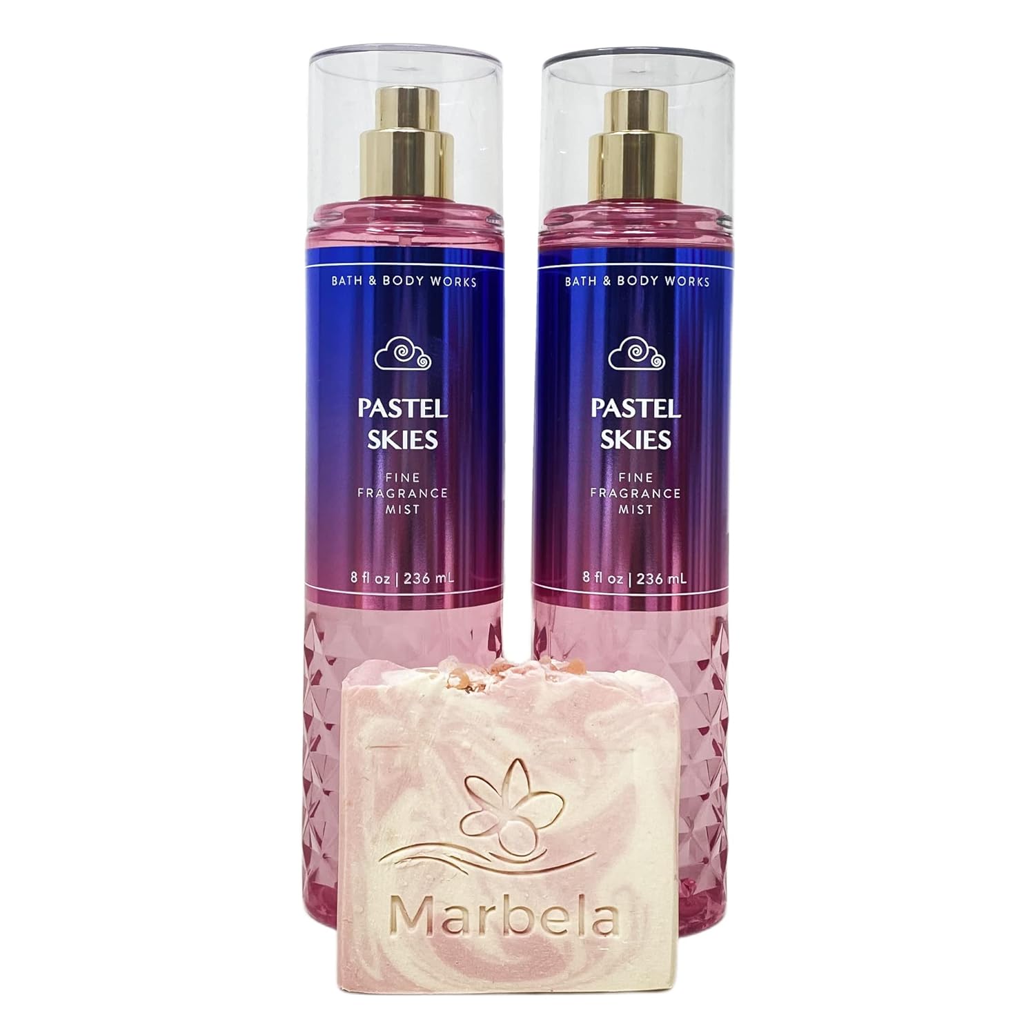 Bath & Body Works Pastel Skies 2 Pack Fragrance Mists and a Himalayan Salts Springs Bar Soap - Full Size