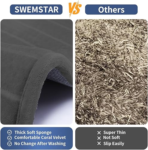 Miniatura 4 de SWEMSTAR Alfombra de baño de espuma viscoelástica, absorbente de agua, antideslizante, lavable, alfombra de ducha suave para decoración de bañera,