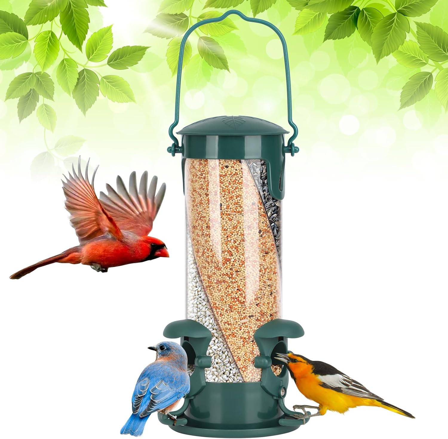 Gbekery Tube Bird Feeders for Outdoors Hanging, Upgrade 3