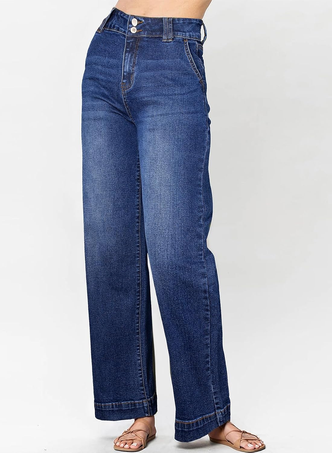  Women's High Waisted Wide Leg Straight Jeans thumbnail
