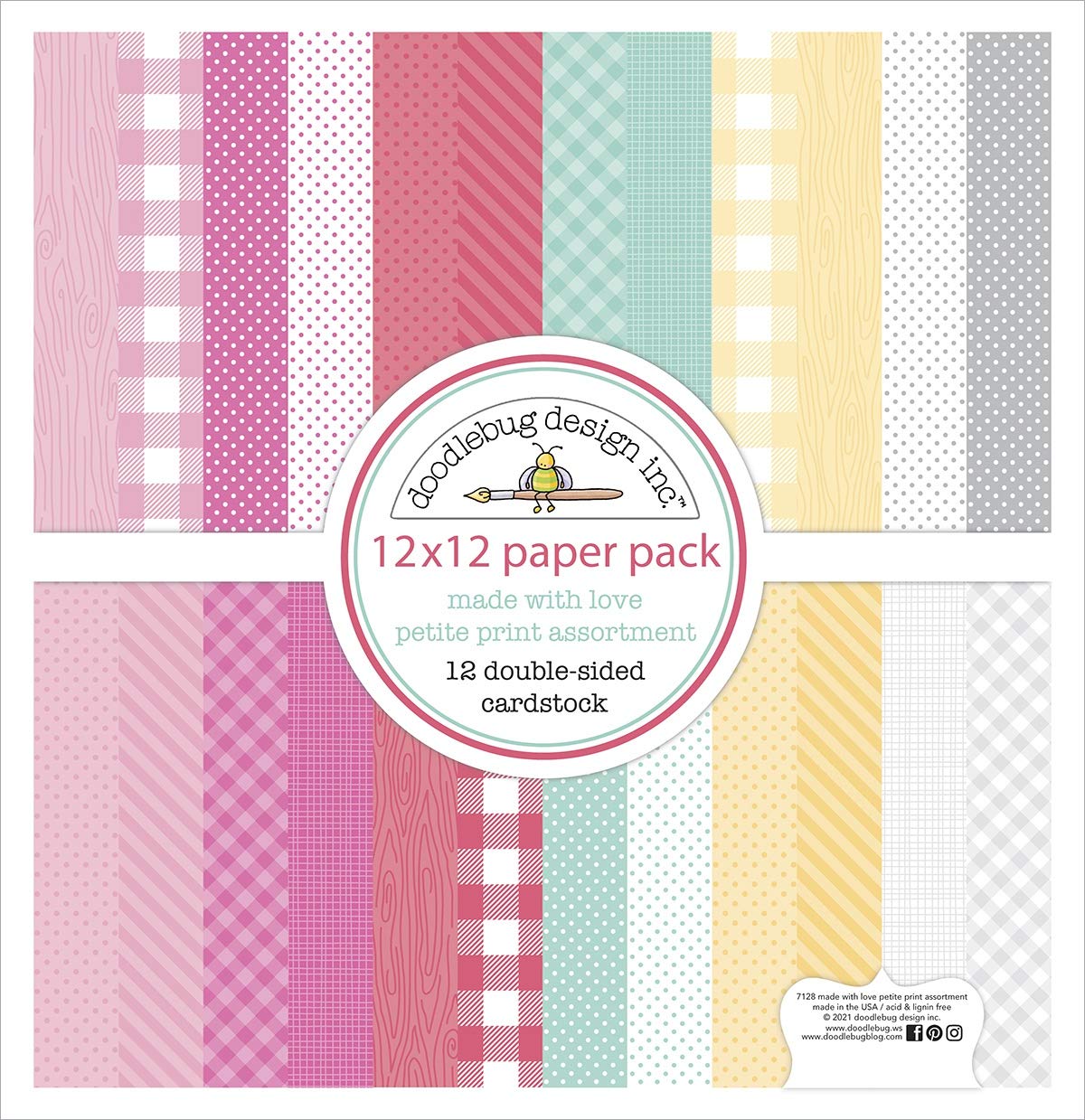 DOODLEBUG Paper Petite, Made with Love, 12 Designs/1 Each, 12-x-12-inch (7128)