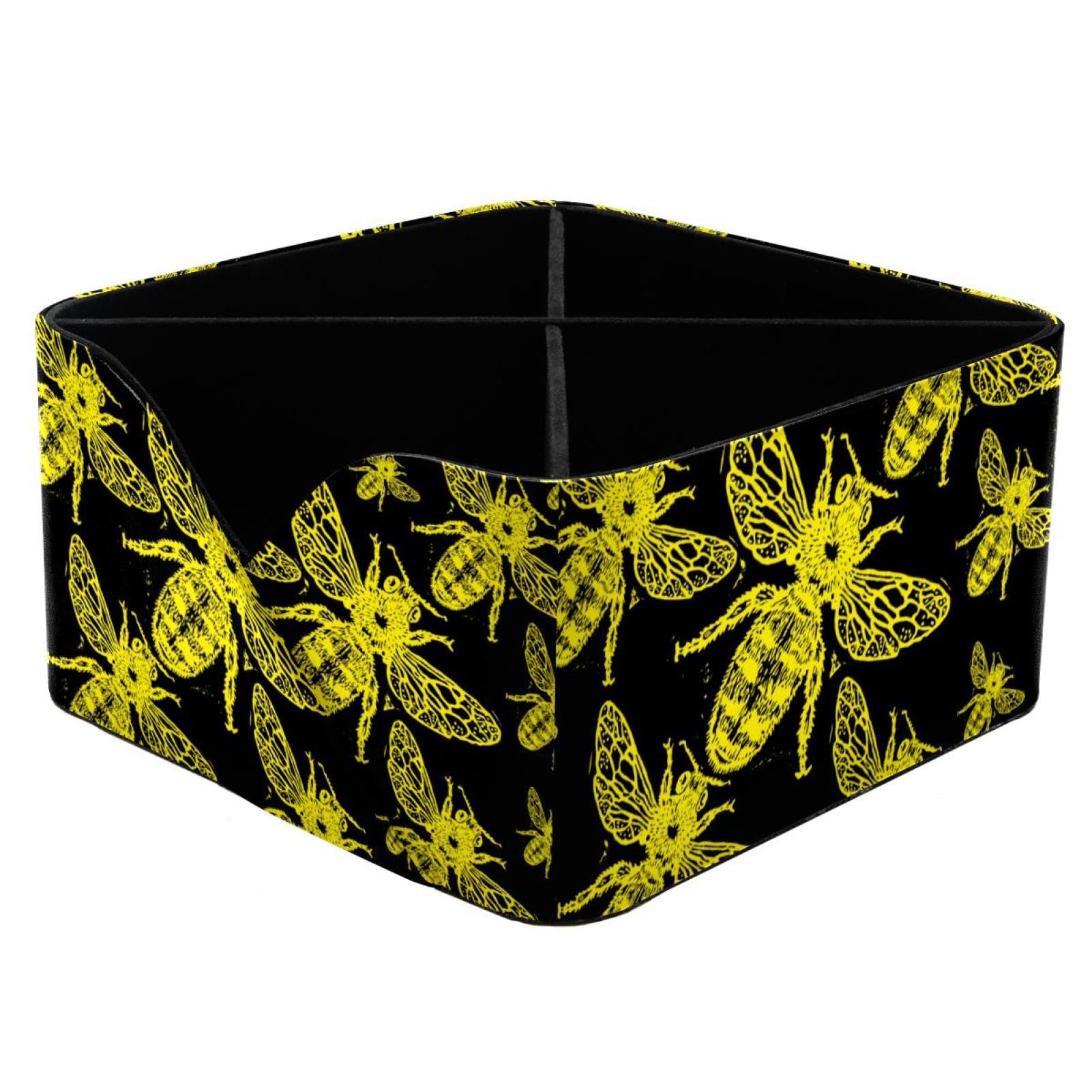 Organiseur de bureau jaune noir avec porte-crayons et 4 compartiments de rangement