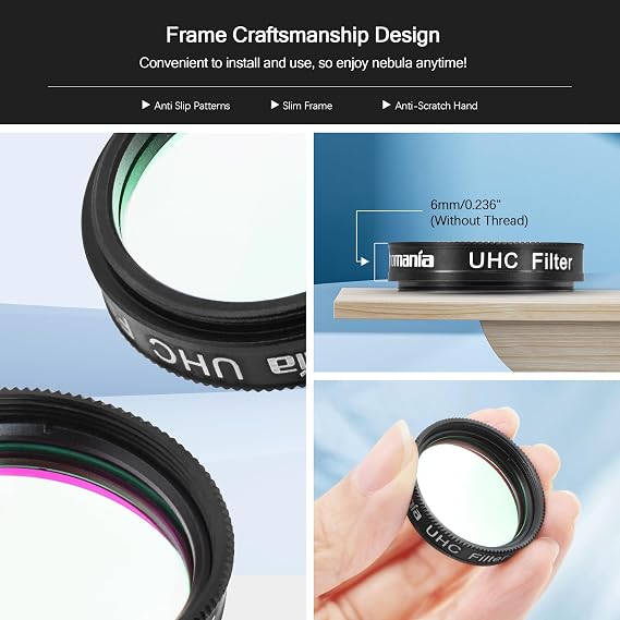 Astromania Telescope UHC Filter 1.25 Inch, Telescope Filter Improve Image Contrast Reduce Light Pollution, Telescope Accessories Nebula Filter for Superb Views of Orion Swan and Other Extended Nebulae