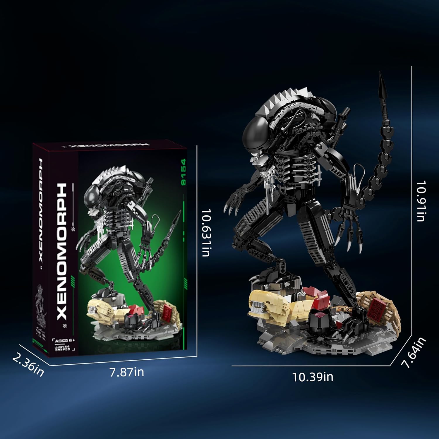 Xenomorph Action Figures Building Set with Facehugger, Chestburster & Egg, Mech Figures Model Set with Movale Joints for Classic Poses, Horror Collection for Movie Fans & Boy, Birthday Gifts for Men