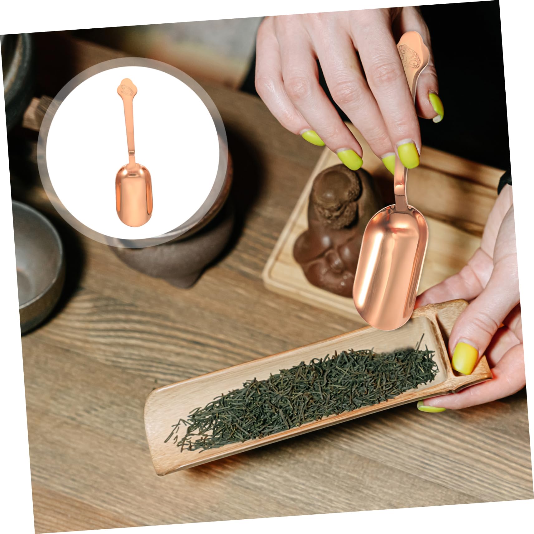 Ciieeo Traditional Chinese Gongfu Tea Spoon Stainless Steel Tea Scoops Unique Design Salt Spoon Included